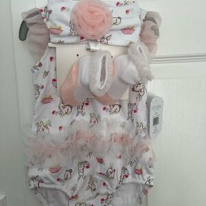 Kyle & Deena Pink and White Socks & Tights with Rosette and Bow Details